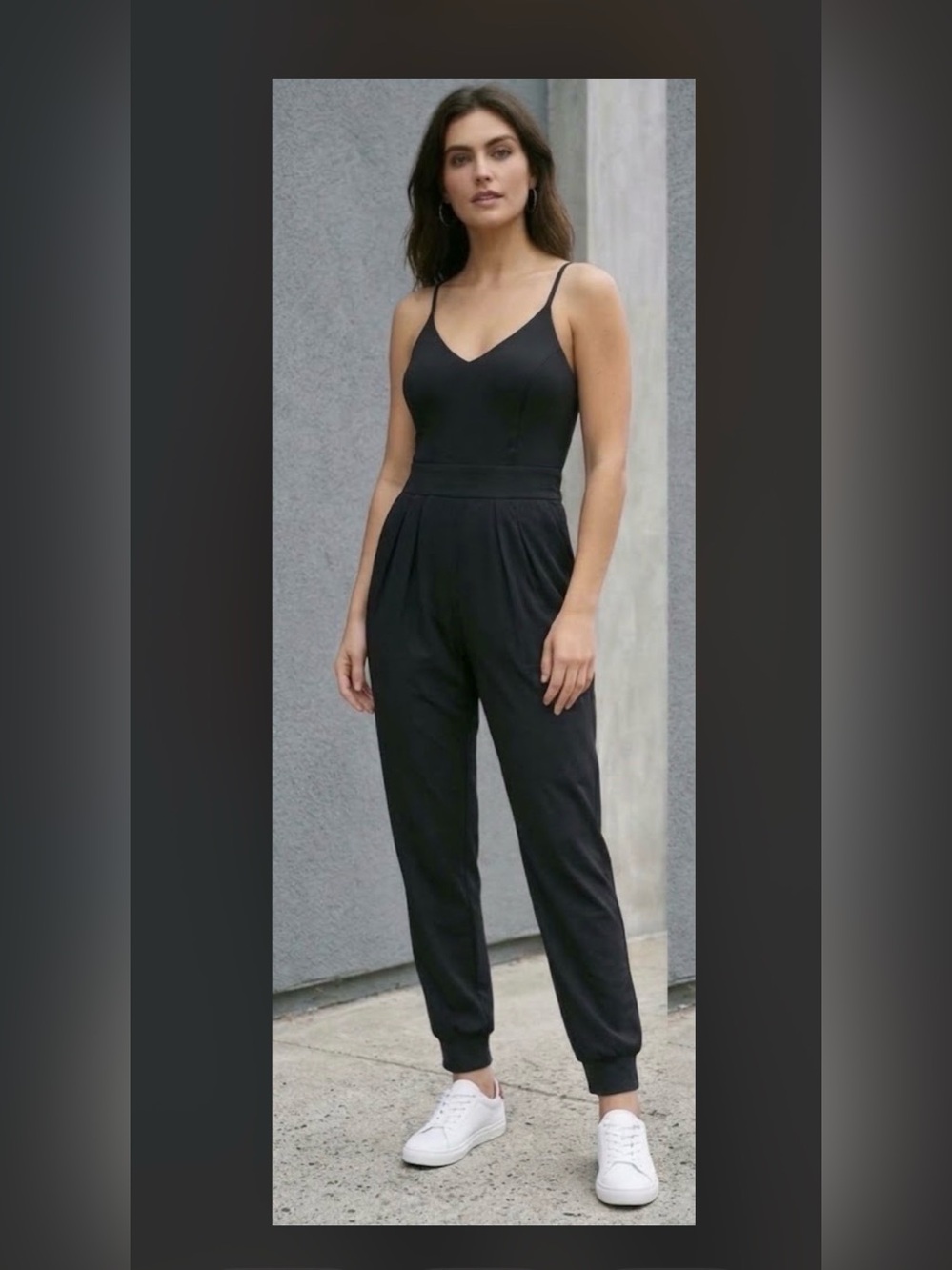 HALARA Black V-Neck Jumpsuit with Jogger Large